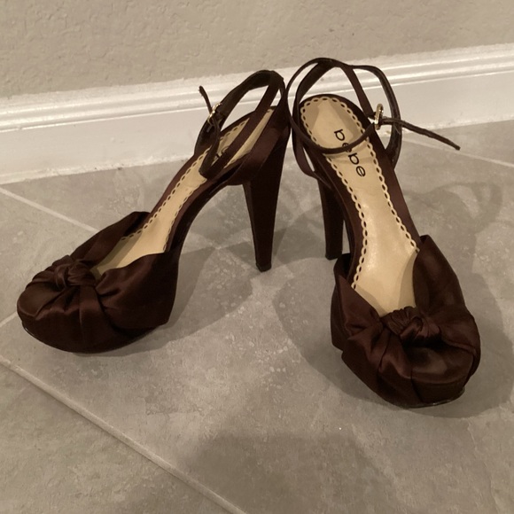 BEBE Satin Open Toe Heels - Picture 5 of 10